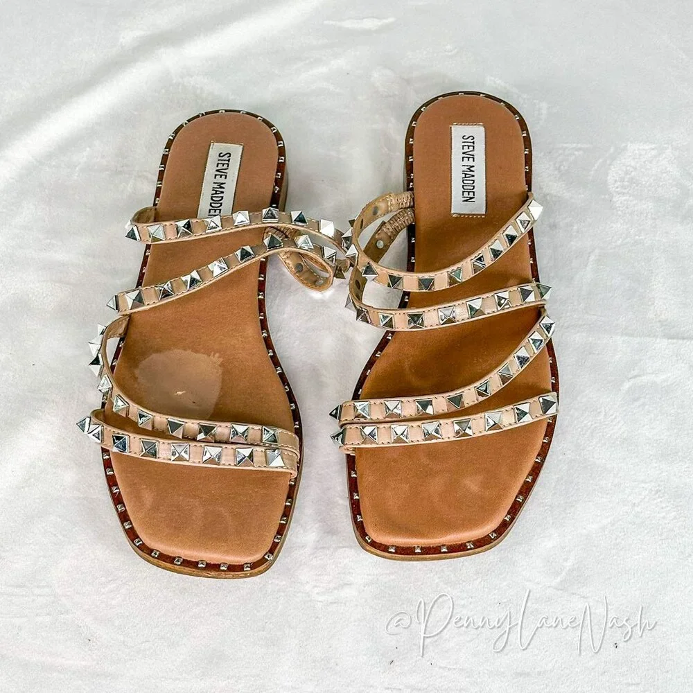 Steve Madden Skyler Studded Faux Leather Sandals Size 8.5 - Picture 3 of 7